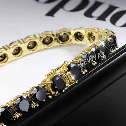3mm 0.1CT Gradient Color Black Grey White Moissanite Diamond Tennis Bracelet for Men Women Unisex 925 Silver Link Bracelets