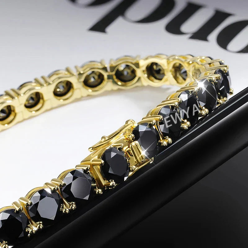 GRA Certified 3mm 0.1CT Gradient Color Black Grey White Moissanite Tennis Bracelet for Men Woman 925 Silver Link Bracelets