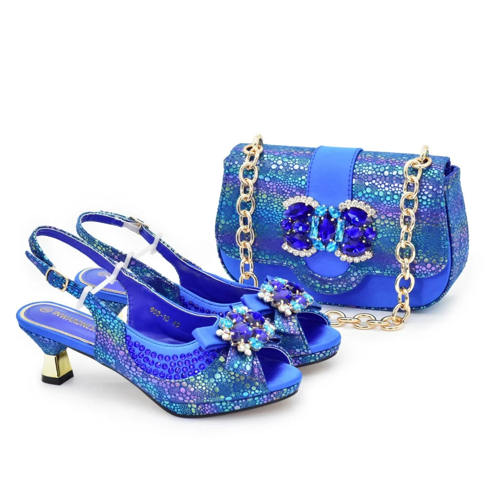 Latest Bride Shoes Designer Shoes and Bag Elegant Handbags and Medium Heel Shoes Beautiful Handmade Flowers for Wedding Party