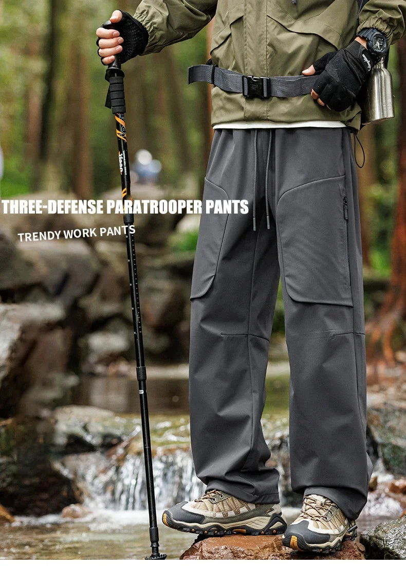 Male Hiking Pants Outdoor Waterproof Windproof Mountaineering Sports Pant Spring Autumn Zippered Pocket Fishing Camping Trousers