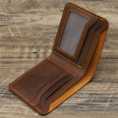 Men's Crazy Horse Leather Wallet, Genuine Leather Wallet, Card Bag, Simple Retro European and American Style, Mens Purse 2026