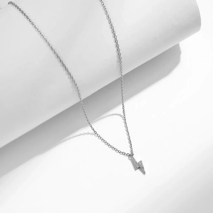 925 Sterling Silver Tiny Lightning Pendant Necklace Stackable Trendy Neck Chain For Women Girls Party Gift Fine Jewelry