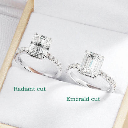 4.65cttw Radiant Cut All Moissanite Rings for Women Flawless D Color Sparkling Full Diamond Wedding Band Sterling Silver