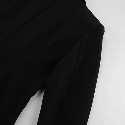 Elegant Lace Blazer Coat Women Fashion Office Lady Full Sleeve Single Breasted Jackets 2025 New Autumn Black Casual Slim Coats