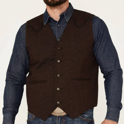 Men Vest Coffee Herringbone V Neck Single Button Waistcoat For Wedding Business Casual Formal Daily Office Work Men Suit Vest