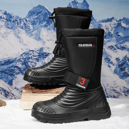 Men's New Snow Boots for Autumn and Winter, Fleece-Lined and Thickened, Cold-Proof, Outdoor Warm, Waterproof, Anti-Skiing, Hiking Boots