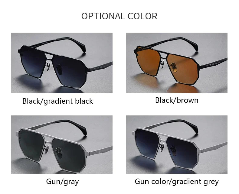 2026 New Fashion Pure Titanium Frame Polarized Sunglasses Men Luxury Glasse Frame  Retro Square