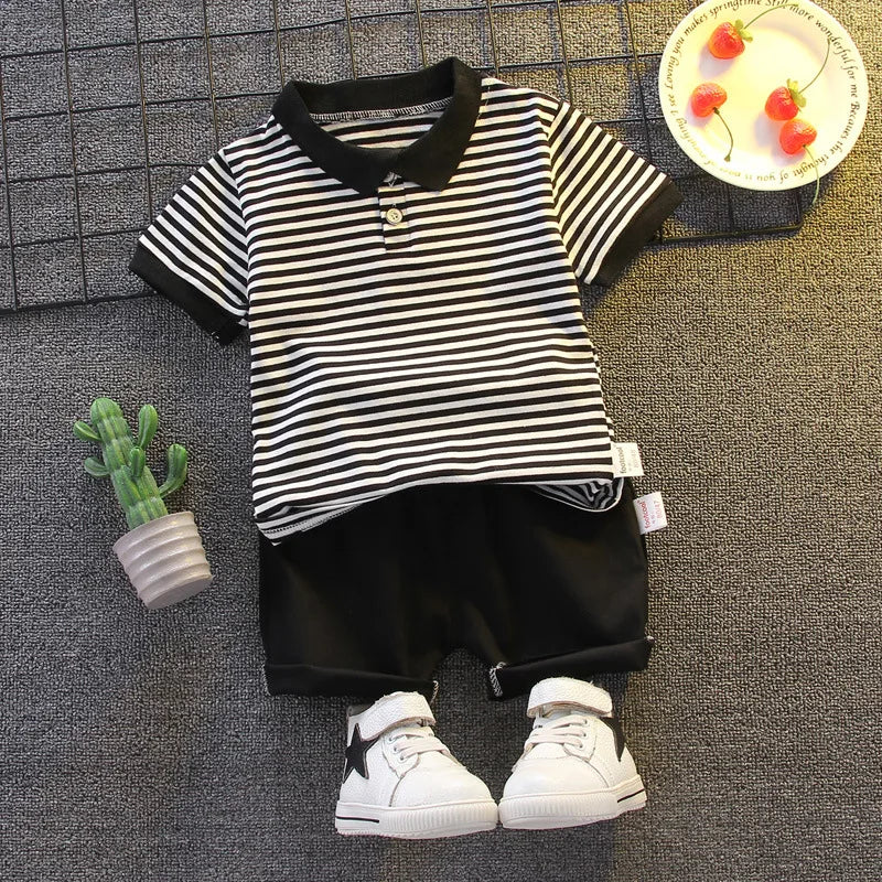 Summer Children Boys Clothing Suits Kids Striped T-Shirt Shorts 2Pcs/Set Toddler  Baby Clothing Tracksuits 0-5 Years