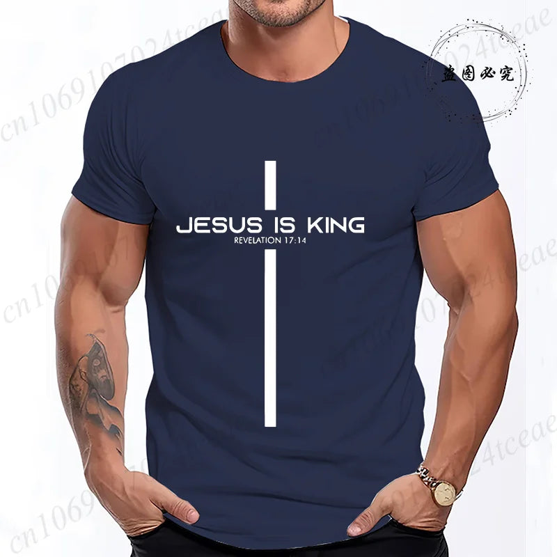 T Shirt for Men Jesus Is King Print Graphic T Shirts Unisex Harajuku Fashion Casual Street Short Sleeve Tee Jesus Is King Tops