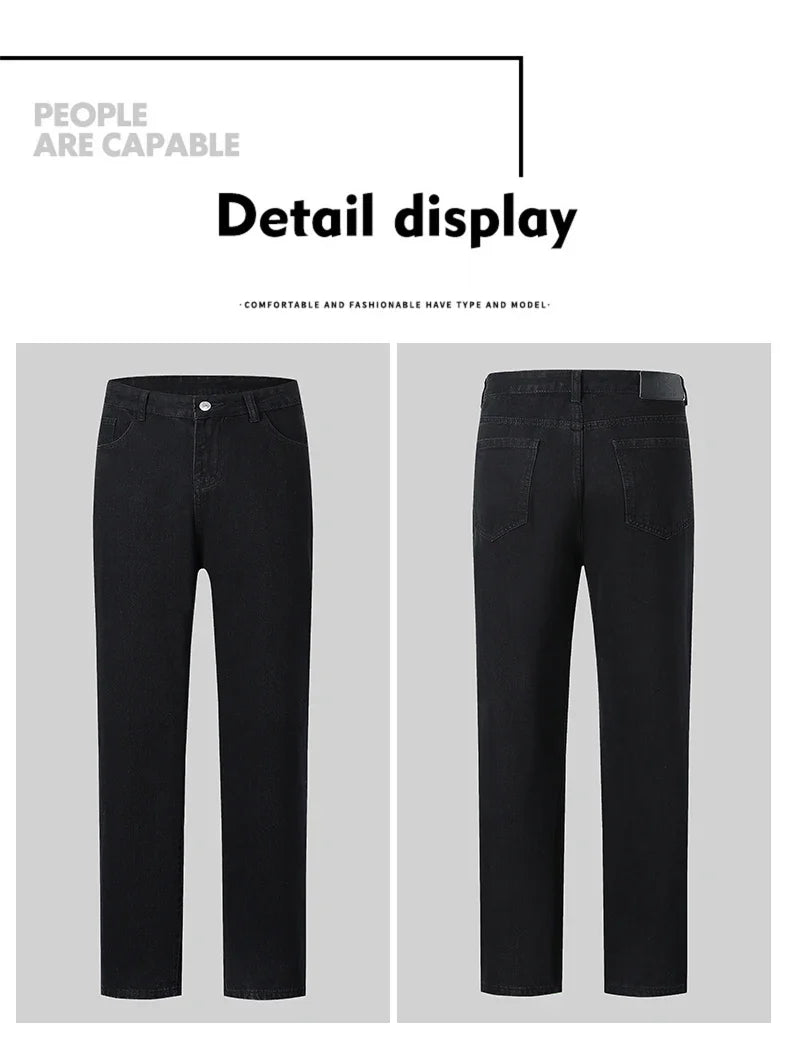 New Autumn Jeans Men Black Casual Baggy Trousers Classic Straight Comfortable Wide Denim Trousers Male Brand Clothing