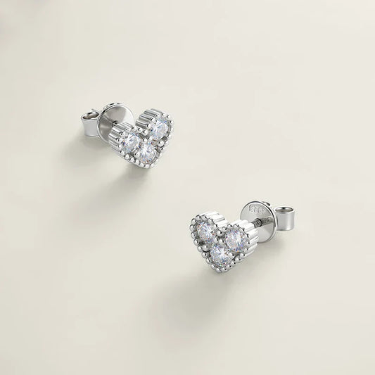 D Vvs1 3mm Cute Moissanite Stud Earrings for Women Elegant Heart Shape Ear S925 Sterling Silver Jewelry Birthday Gifts