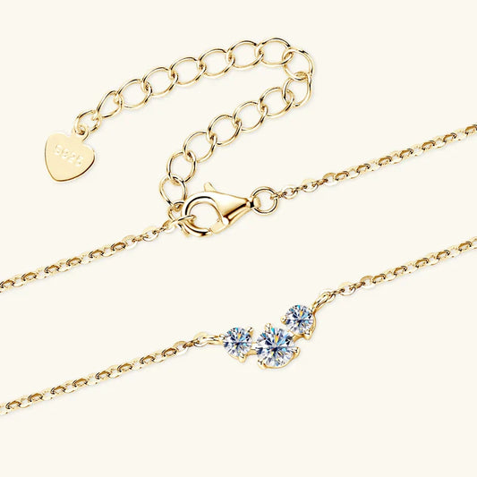 3mm 4mm Moissanite Necklace Collares Mujer 925 Sterling Silver Three Stone Pendant Necklaces For Women Chains Jewelry Gift