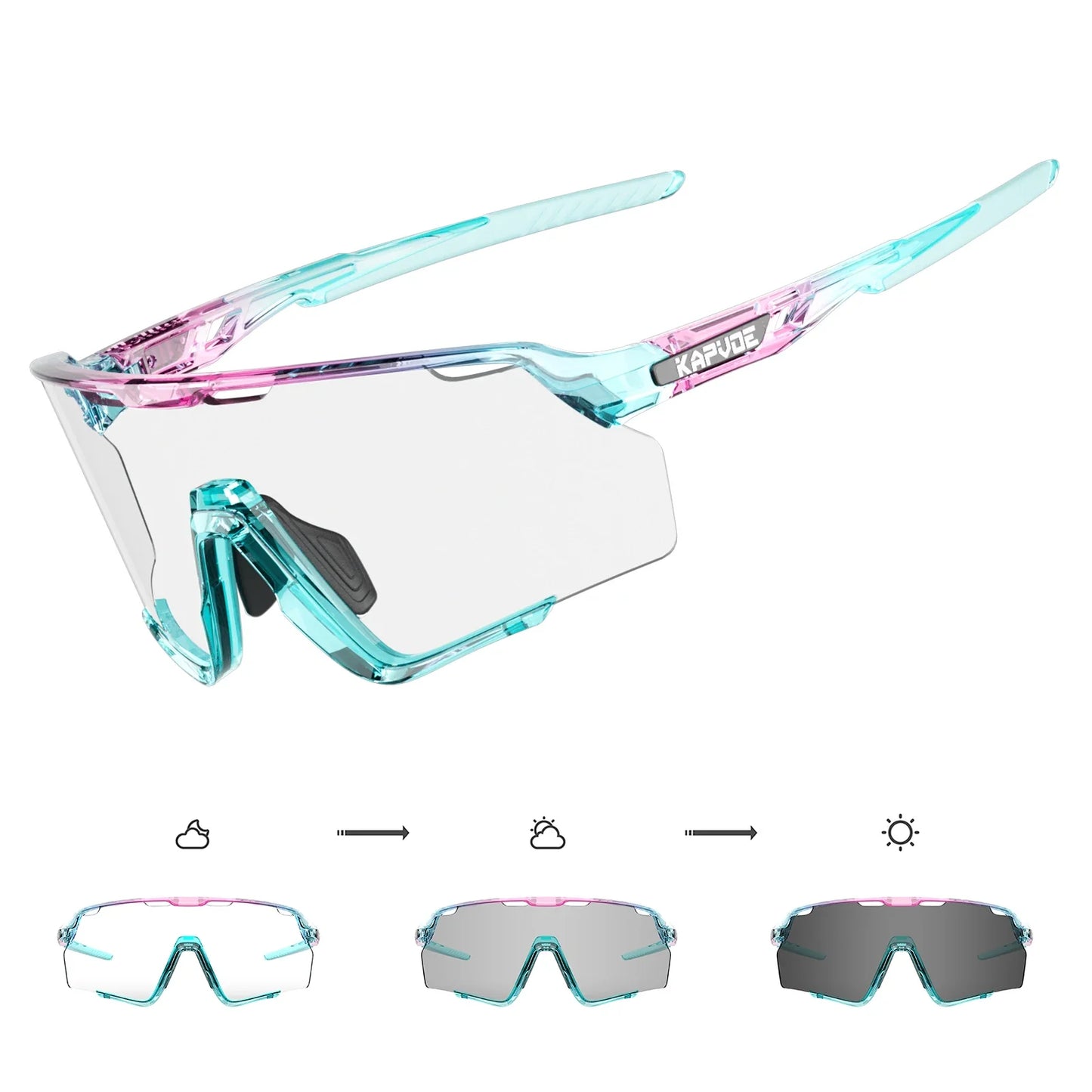 Photochromic Cycling Glasses Silver Lens Sunglasses Multi Color Men Women Bike Outdoor Eyewear Riding Driving Running