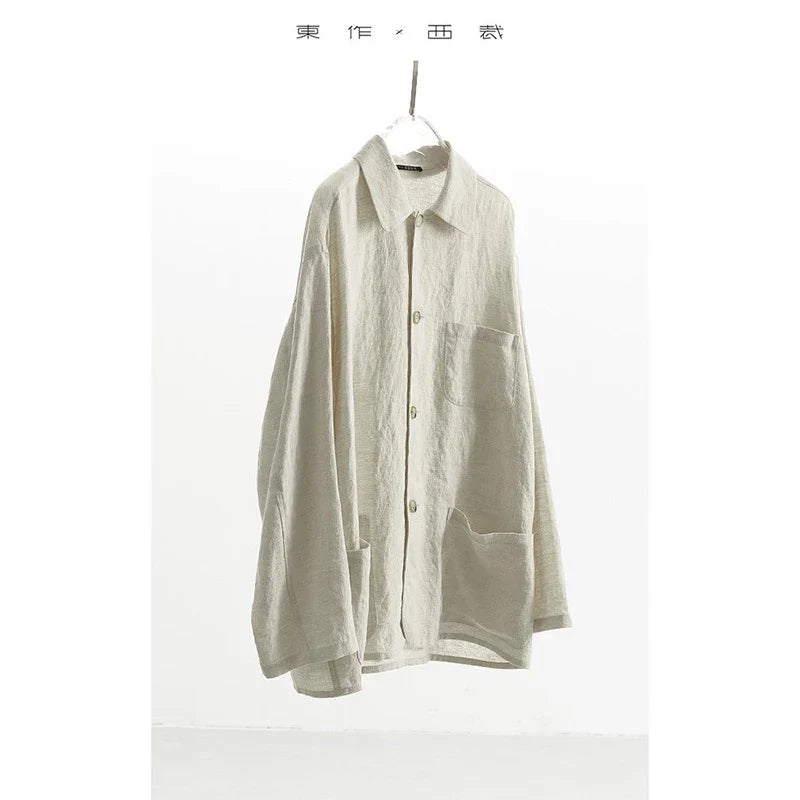 Raindrop Linen~ Long-Sleeved Linen Shirt, Thin Jacket, Loose Top, New Spring Clothing for Women