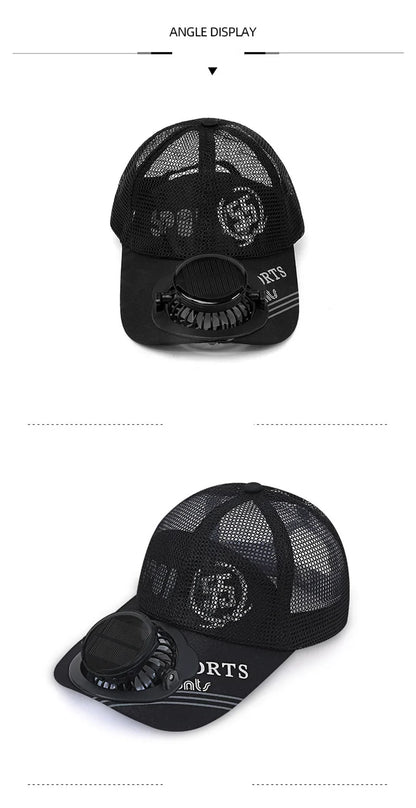 Solar Powered Charge Fan Baseball Cap Adults Summer Outdoor Camping Fishing Sun Shading  Duck Tongue Mesh Cap Father's Day Gifts