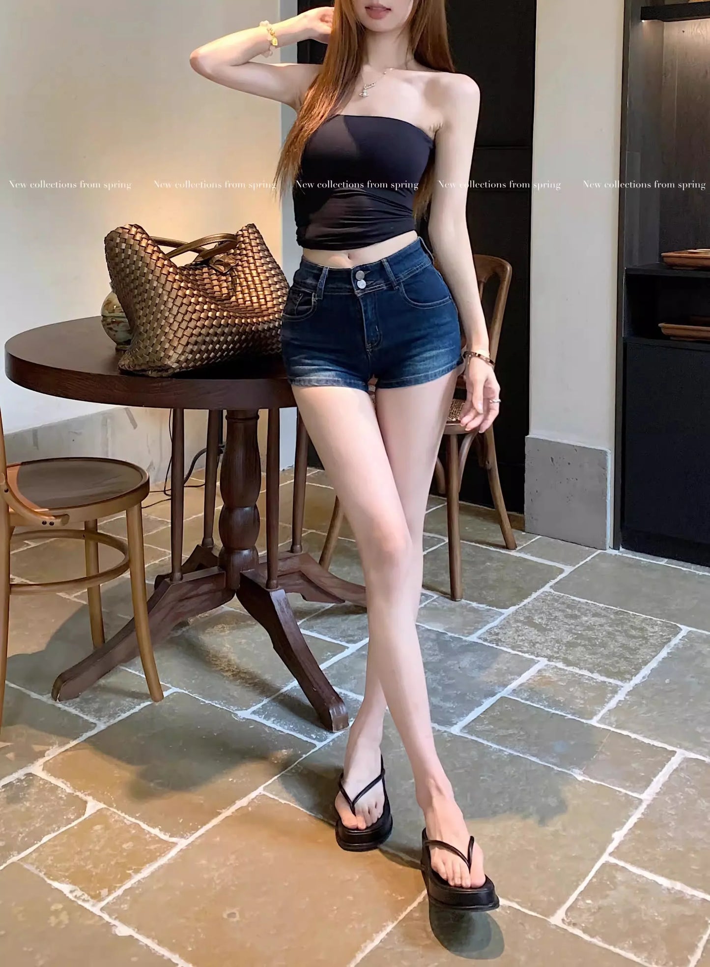 American Retro Deep Blue Low Waist Denim Shorts Women Summer 2026 New Style Slimming Hot Pants Tight Butt Short Skirt