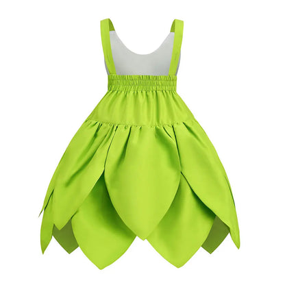 2024 Baby Girls Fairy Miss Tinker Dress Suspenders Frock Elves Cosplay Halloween Costume Child Pixie Elf Carnival Clothing Robes