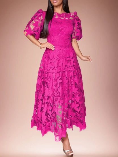 Sexy Lace Hollow High Low Long Formal Plus Size Dress With Short Sleeves Royal Blue