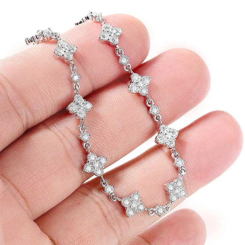 Full Diamond Moissanite Bracelets for Women Sparkling Girls Luxury Chains 100% 925 Sterling Silver Jewelry Plated 14K