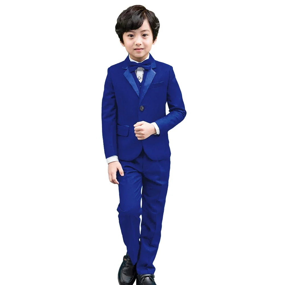 6Pcs Classic Boys Suits for Weddings Formal Blazer Kids Tuxedo Shirt Vest Party Ring bearer Suits Black