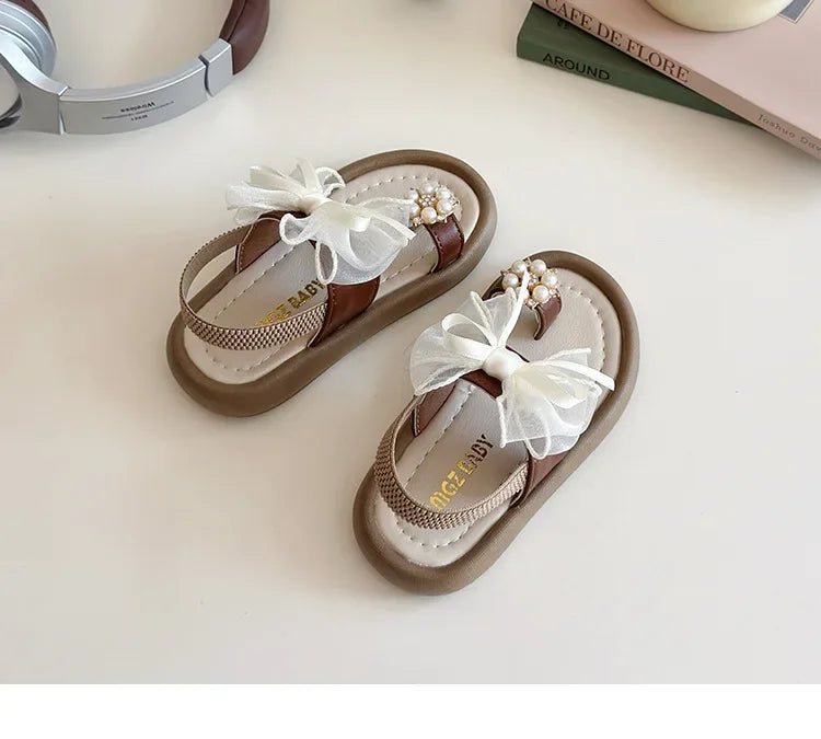 2025 Children Sandals for Girls Summer New Fashion Korean Style Soft Bottom Anti-slippery Versatile Chic Princess Beach Shoes