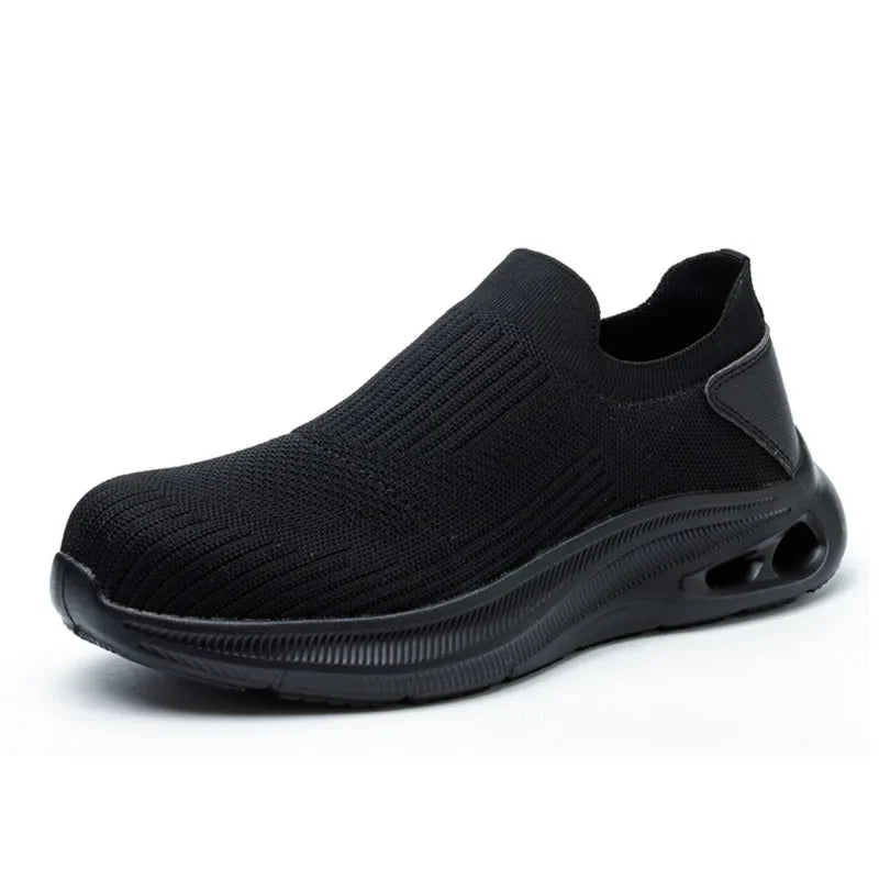 Summer Breathable Mens Work Safety Shoes Lightweight Steel Toe Anti Smashing Anti Slip Indestructible Male Boots Footwear