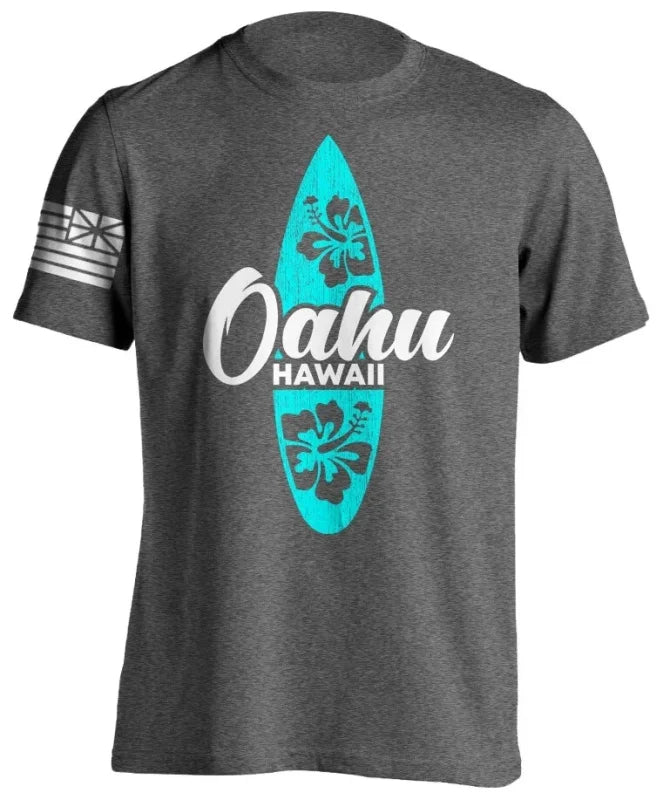 Men's Cotton Shirt OAHU HAWAII SURFING Distressed TShirt Unisex Surf Board Beach Tee Tops Summer Fashion Casual Short Sleeves