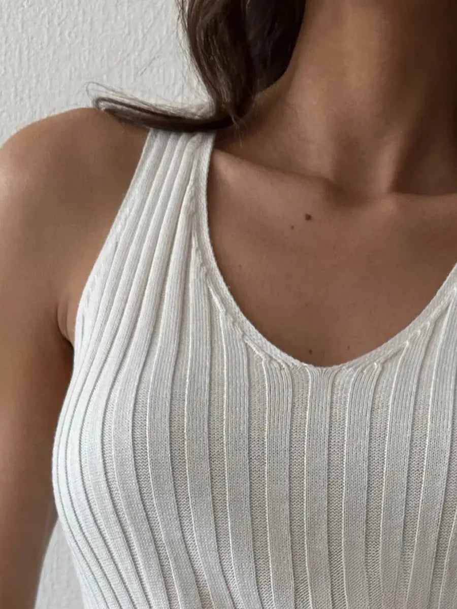 Women's Sleeveless Knitted Dress Strap Summer Fashion Wide Shoulder Inner Long Skirt Slim Fit Casual Dresses