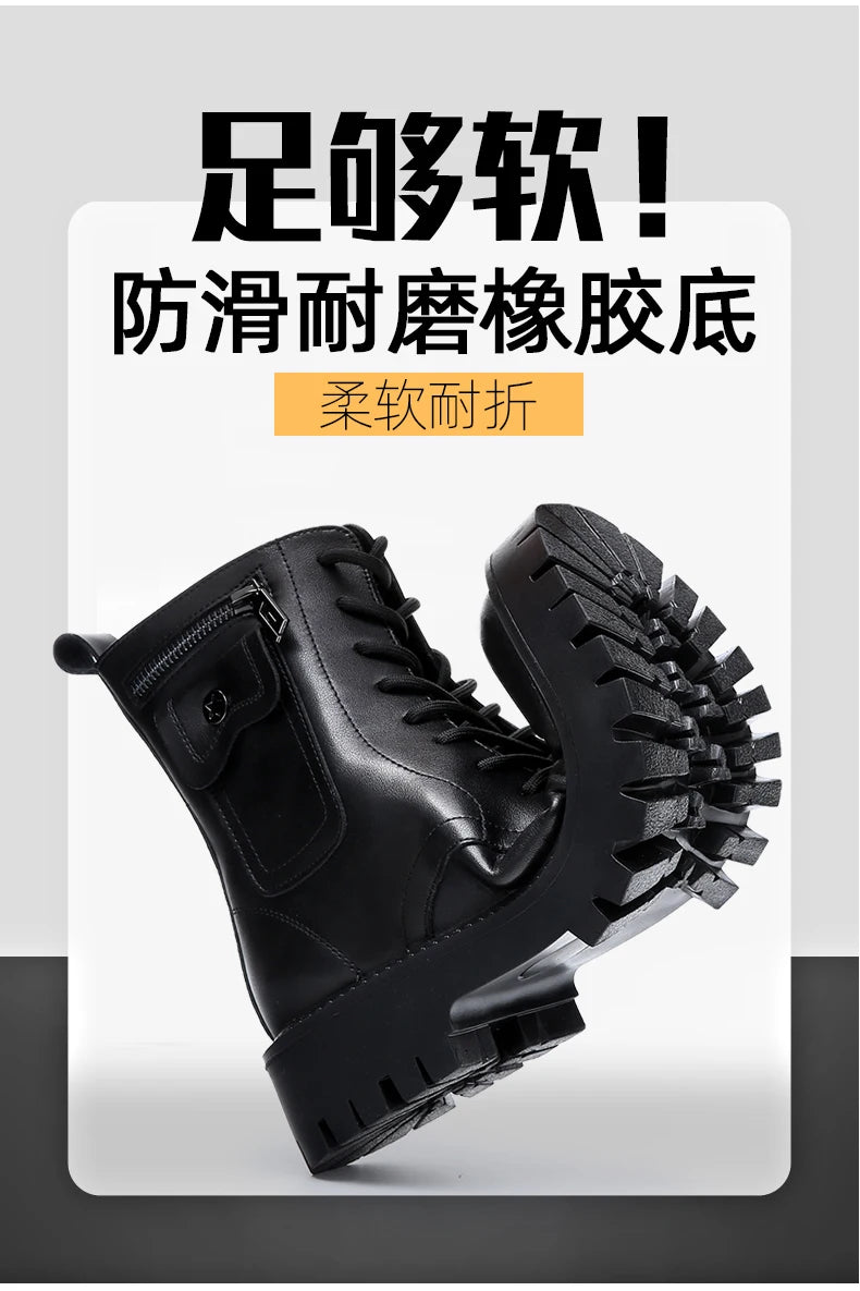 Fashion White Boots For Men New British Style Platform Motorcycle Boots Good Quality Casual Men’s High Top Leather Shoes Punk