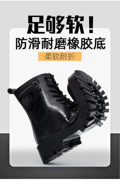 Fashion White Boots For Men New British Style Platform Motorcycle Boots Good Quality Casual Men’s High Top Leather Shoes Punk