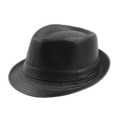 PU Leather Gift Fedoras  for Middle-aged and Elderly Autumn and Winter Outdoor Leisure Gentlemen Jazz Hat for Men Panama Hat