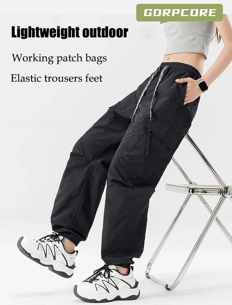 Hiking Men Pant Breathable Waterproof Trousers Elastic Waist Camping Pant Women Slant Pockets Travel Pant Outdoor Sports Pant