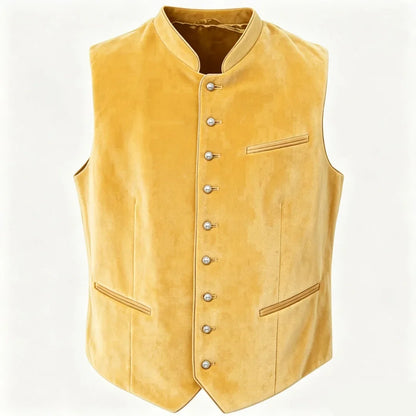 Men Vest Black Suede Velvet High Neck Single Breasted Waistcoat For Wedding Banquet Business Work Casual Daily Men Suit Vest