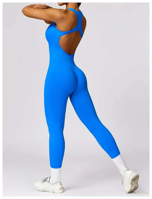 Sexy Back V Jumpsuit Gym Set Women Training Yoga Suit Sportswear Women Sports Jumpsuit Fitness Rompers Stretch Workout Bodysuits