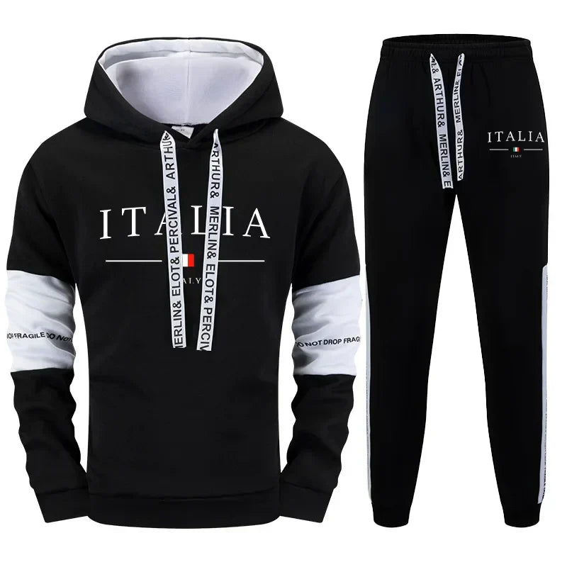 Mens Tracksuit Outdoor Quality Autumn Winter Simple Casual Sports Hooded Single Sweatshirts And Sweatpant Comfort Sports Fitness