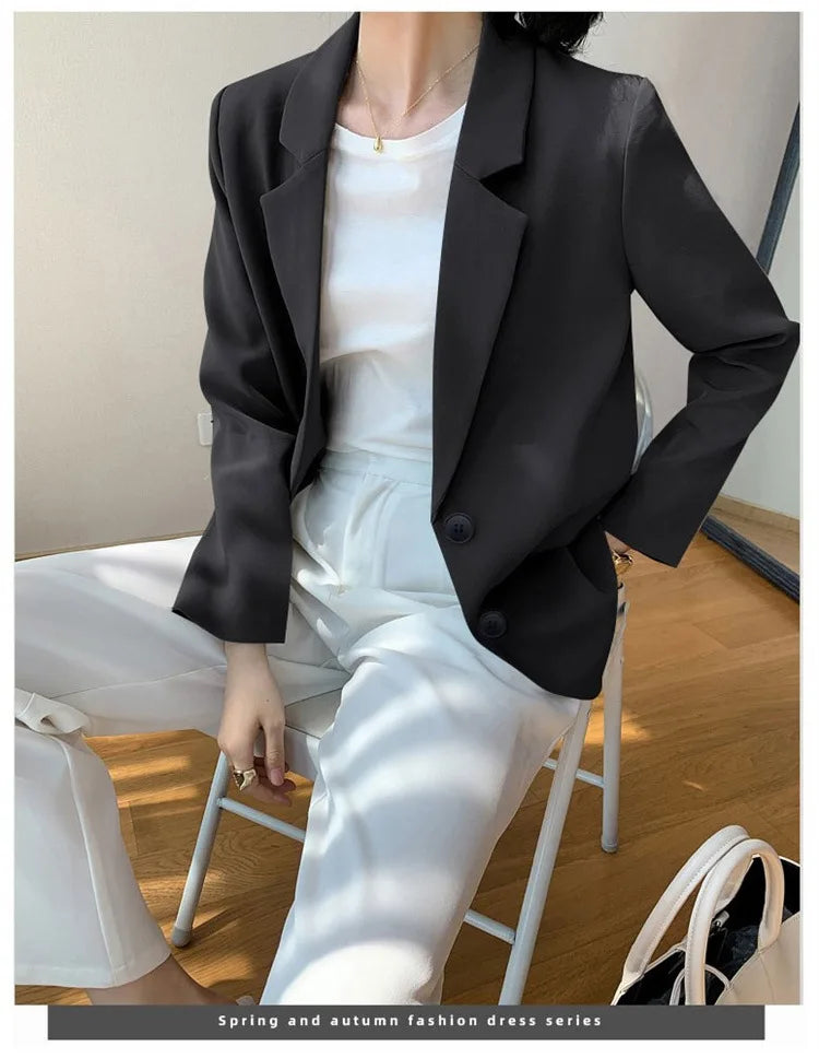 New Solid Color Blazer Coat Female Spring Autumn  Fashion Suit Jacket Ladies 2026  Advanced Long Sleeves Casual Tops Outwear