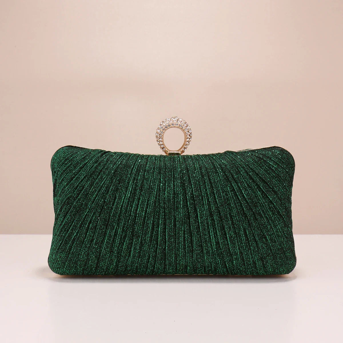 Valentine's Day Evening Bags Finger Ring Diamonds Clutch Ruched Fashion Prom Dinner Handbags With Chain Purse