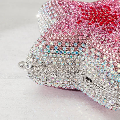 Star Shaped Crystal Evening Bags Women 2024 Boutique Gorgeous Gradient Colour Diamond Mini Clutch Purses Wedding Party