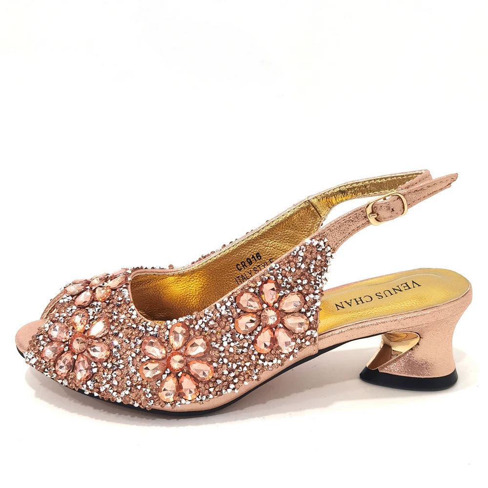 Summer Sandals for Party and Weddings Peep-Toe Bridal Shoes Women 2023 Comfortable Shoes and Bag Set for Lady