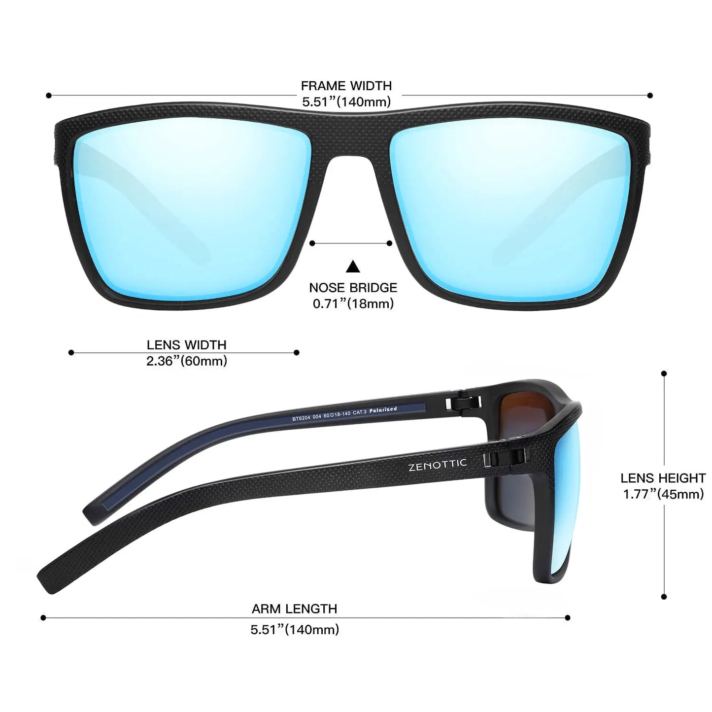 Polarized Sunglasses for Men Shades Lightweight TR90 Frame UV400 Protection Square Outdoor Trave Driving Sun Glasses