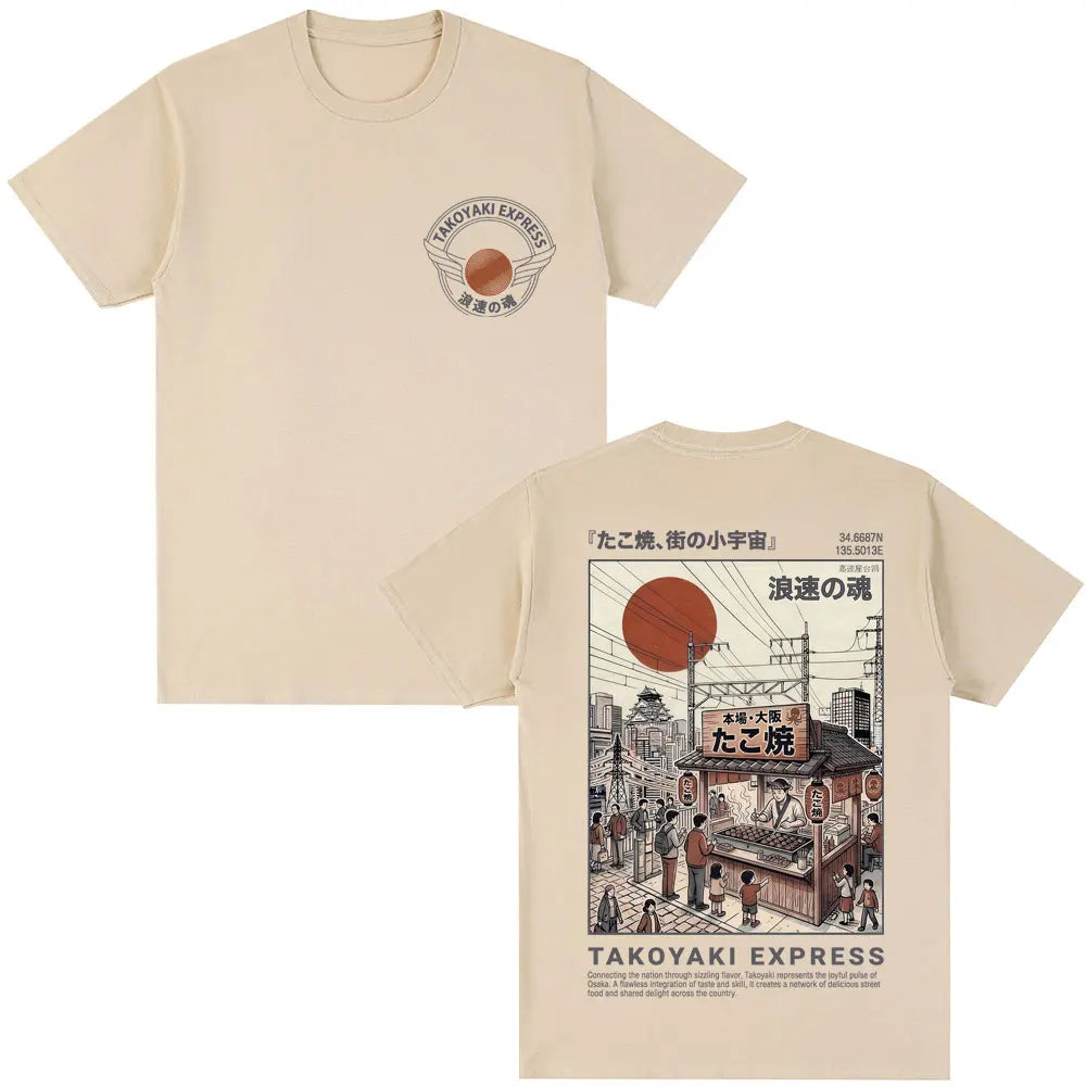 Japanese Style Hokkaido Wave Graphic T-shirts Men Women Harajuku Fashion Vintage T Shirts Oversized Cotton Popular T-Shirt Gifts
