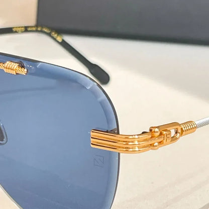 Luxury Boundless Sunglasses 50173U Oval Alloy High Street Premium Quality Premium Quality Double Bridges UV400 with Case Unisex
