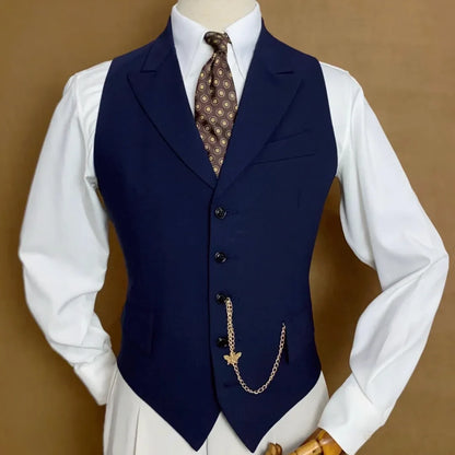 Men Vest White With Lapel Single Breasted Solid Waistcoat For Wedding Banquet Business Work Office Casual Daily Men Suit Vest