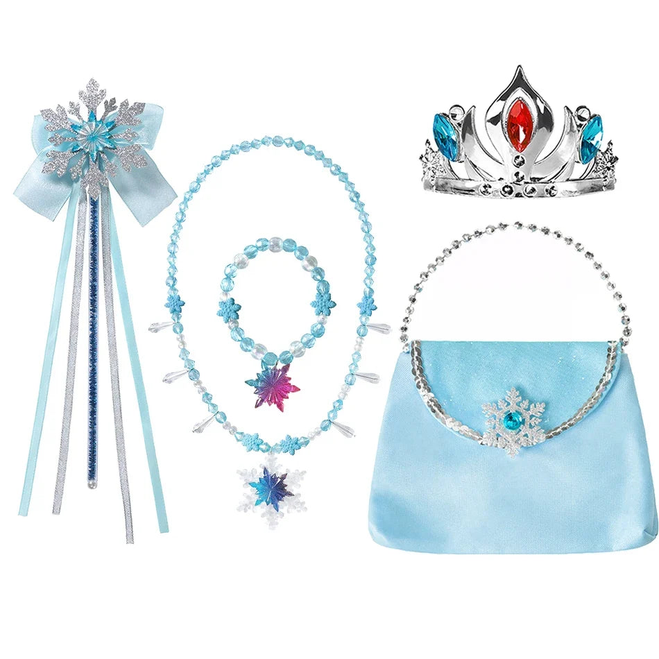 2026 Frozen Elsa Snow Queen Princess Dress Up Girls Fancy Costume Kids Role-play Carnival Children Birthday Party Dresses