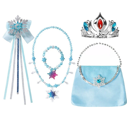 2026 Frozen Elsa Snow Queen Princess Dress Up Girls Fancy Costume Kids Role-play Carnival Children Birthday Party Dresses