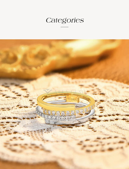 2026 Hot Two Tone Gold Spinner Moissanite Ring for Women Men 925 Sterling Silver Jewelry Perfect Birthday Gifts for Her