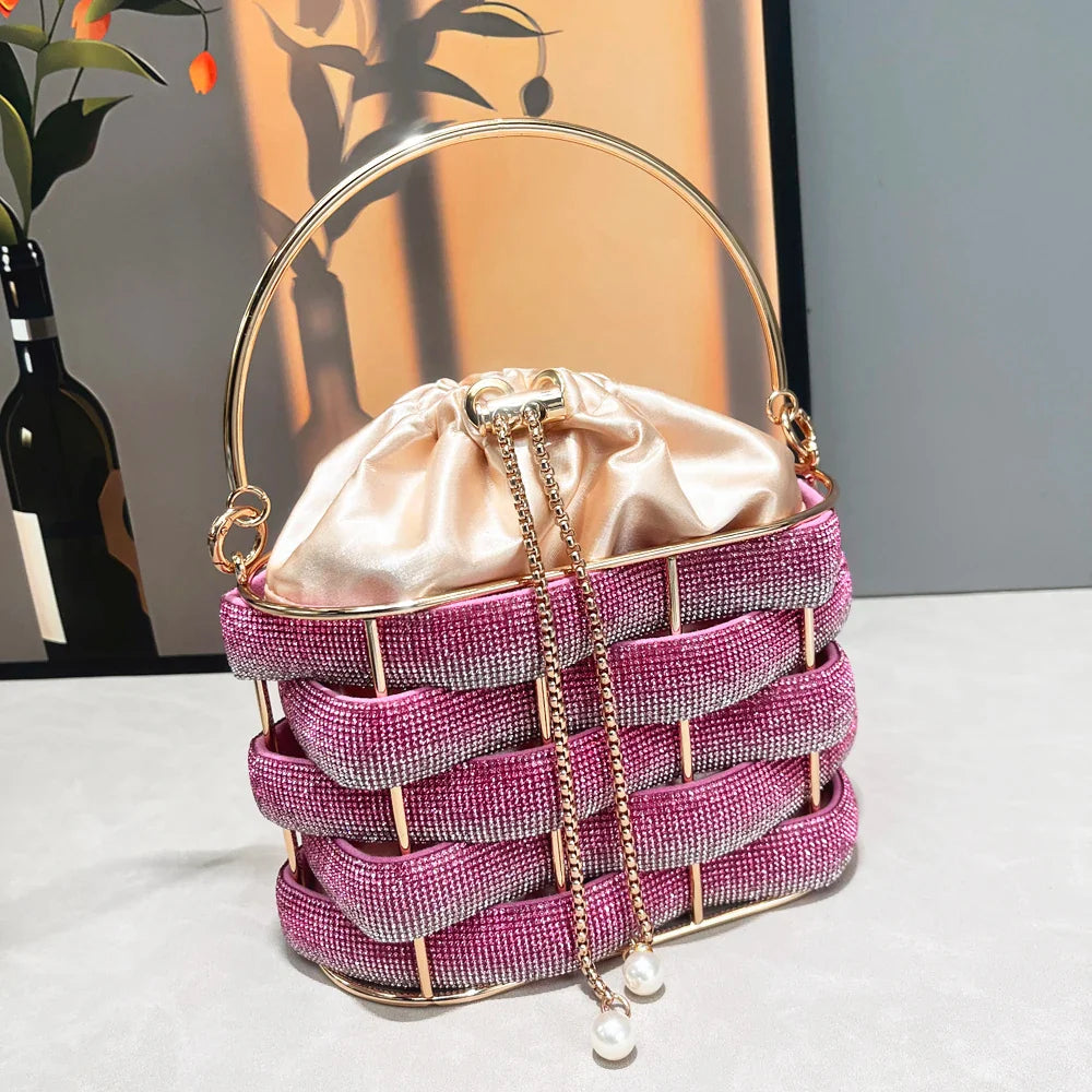 Rhinestones Evening clutch Bag Purses and handbag luxury Designer shoulder bag Shiny Crystal Clutch purse bucket bag