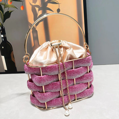 Rhinestones Evening clutch Bag Purses and handbag luxury Designer shoulder bag Shiny Crystal Clutch purse bucket bag