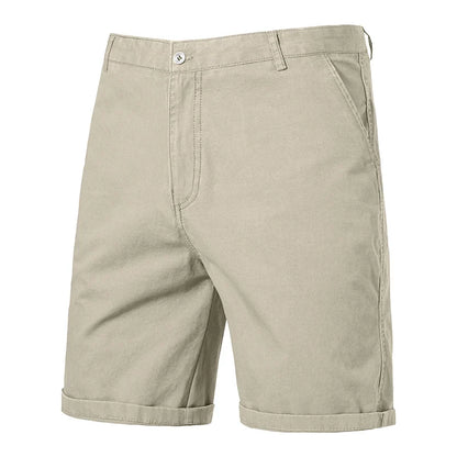 Classic Mens 100% Cotton Casual Shorts Khaki Grey Navy Black Knee Shorts American Style Streetwear Golf Shorts