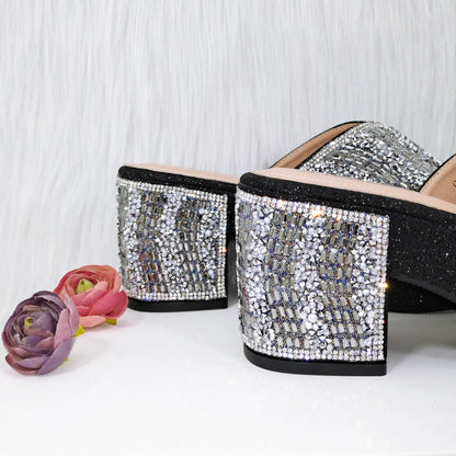 Italian Design Fashion Crystal Fish Mouth High Heels Elegant, Exquisite, And Mature Women's Sandals And Square Bag Set